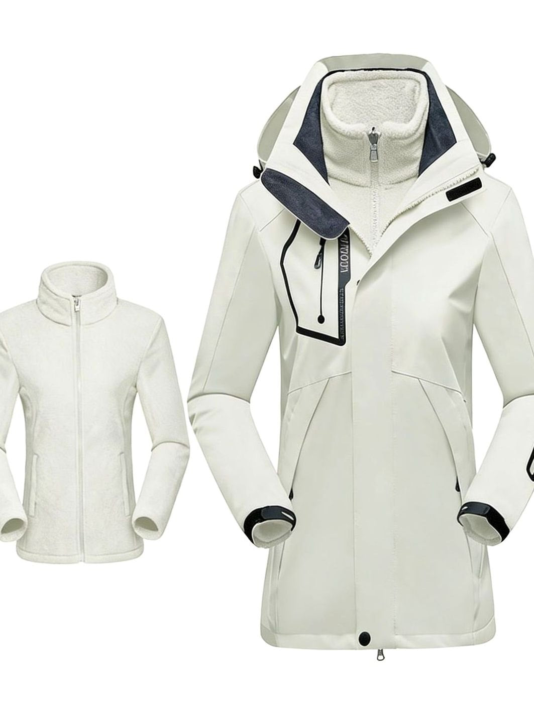 Women's 3-in-1 Waterproof Hooded Fleece-Lined Outdoor Parka