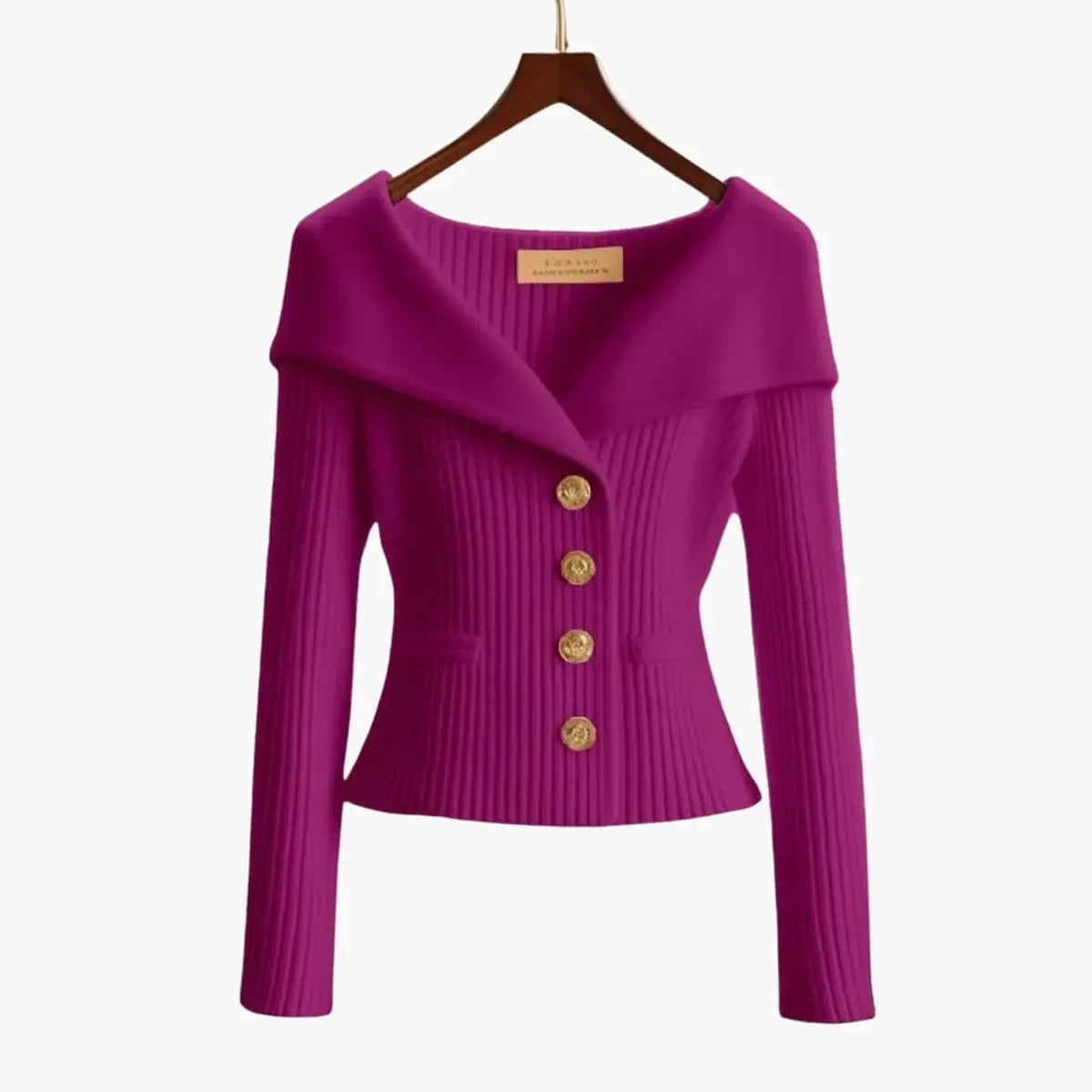 Womens Cardigan Ribbed Knit Off-Shoulder Button-Up Jumper