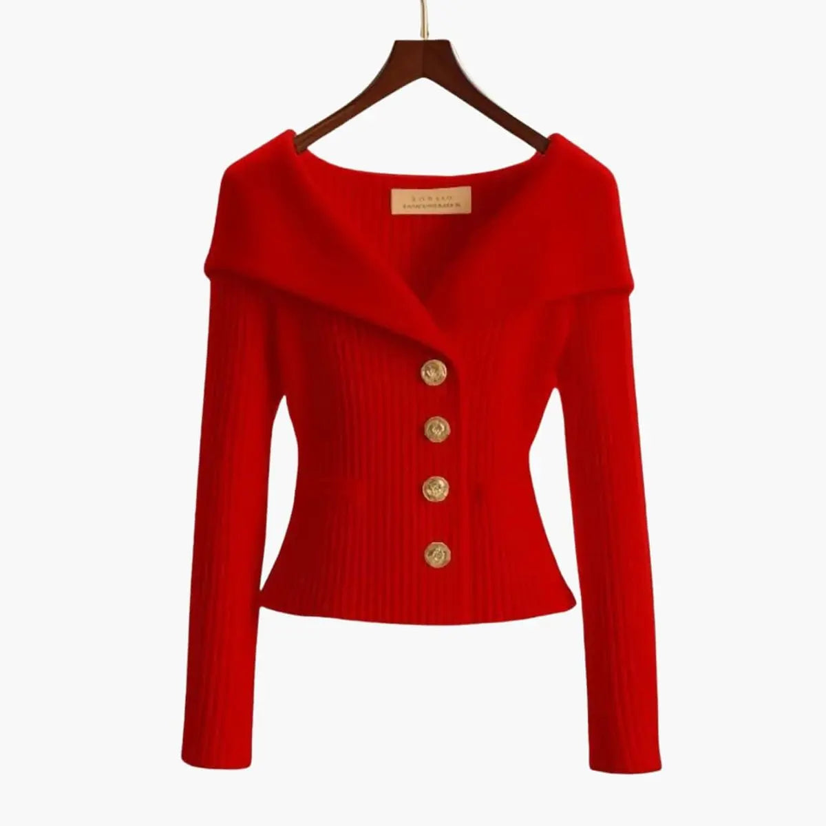 Womens Cardigan Ribbed Knit Off-Shoulder Button-Up Jumper