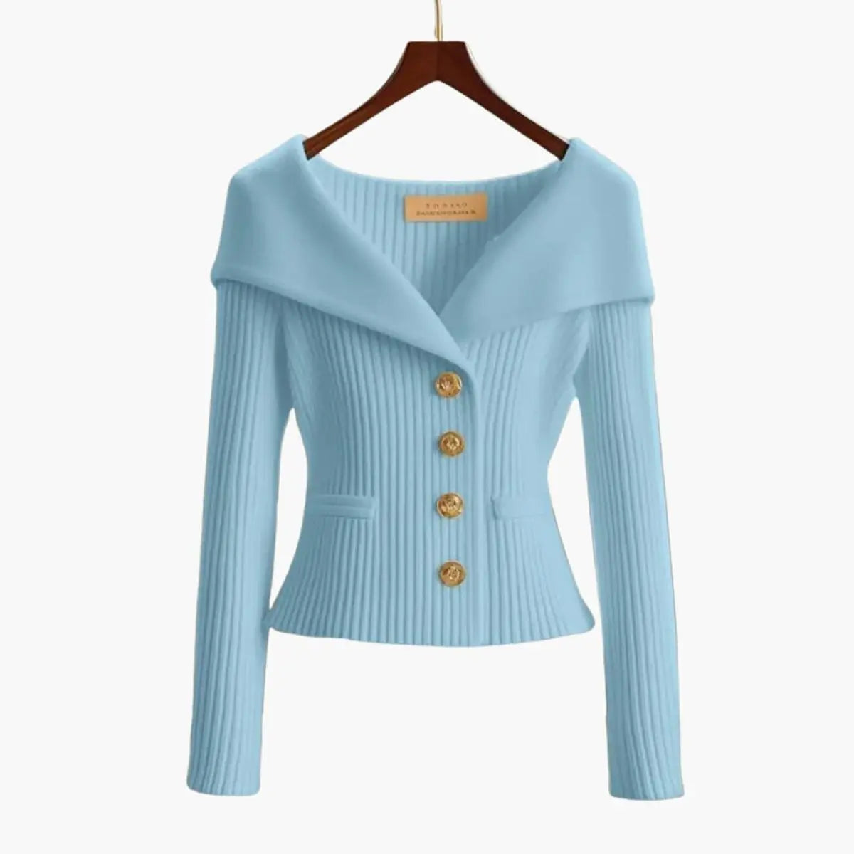 Womens Cardigan Ribbed Knit Off-Shoulder Button-Up Jumper