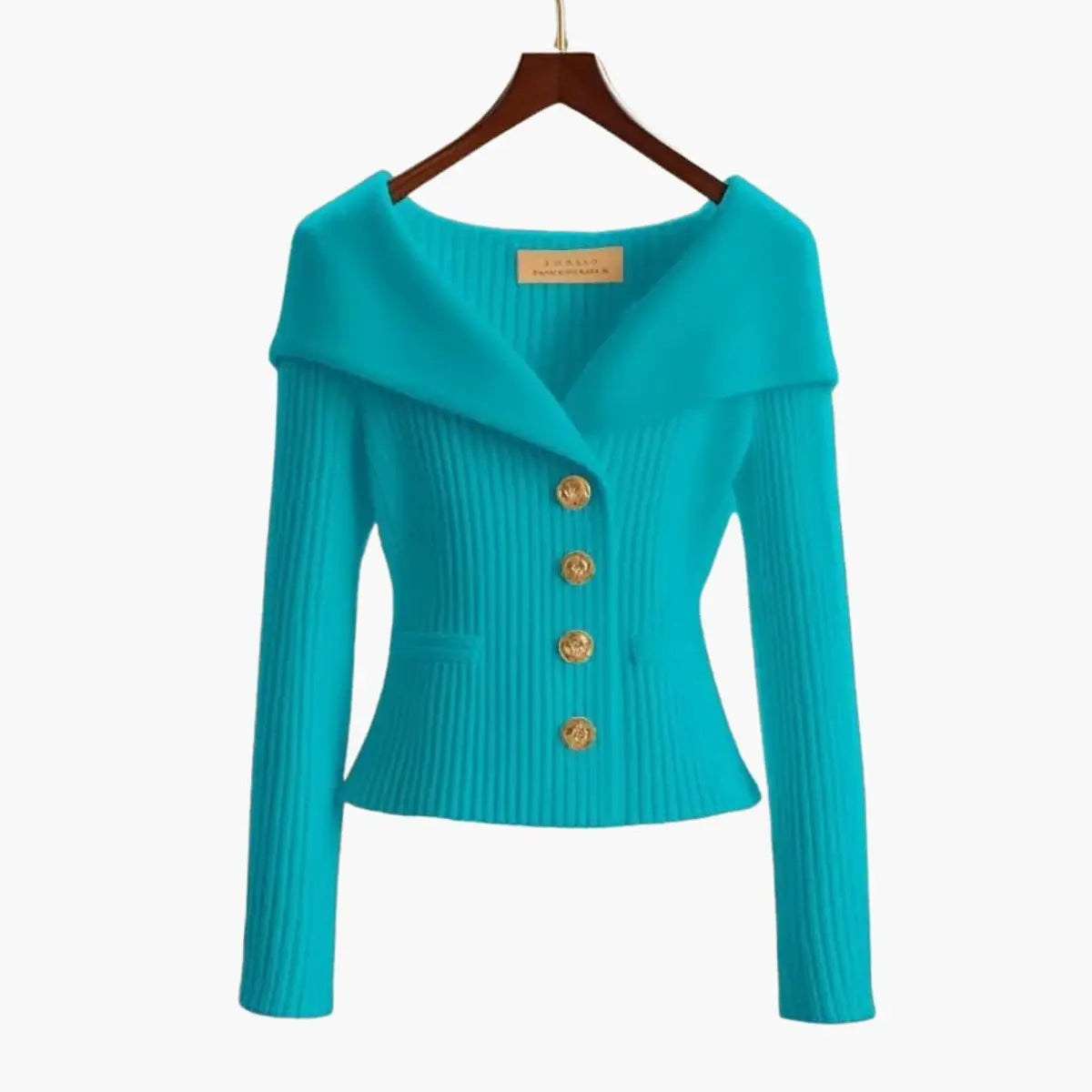 Womens Cardigan Ribbed Knit Off-Shoulder Button-Up Jumper