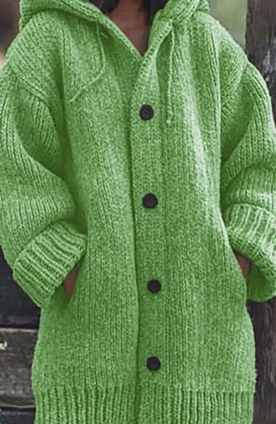 Women's Chunky Knit Hooded Oversized Cardigan Jumper