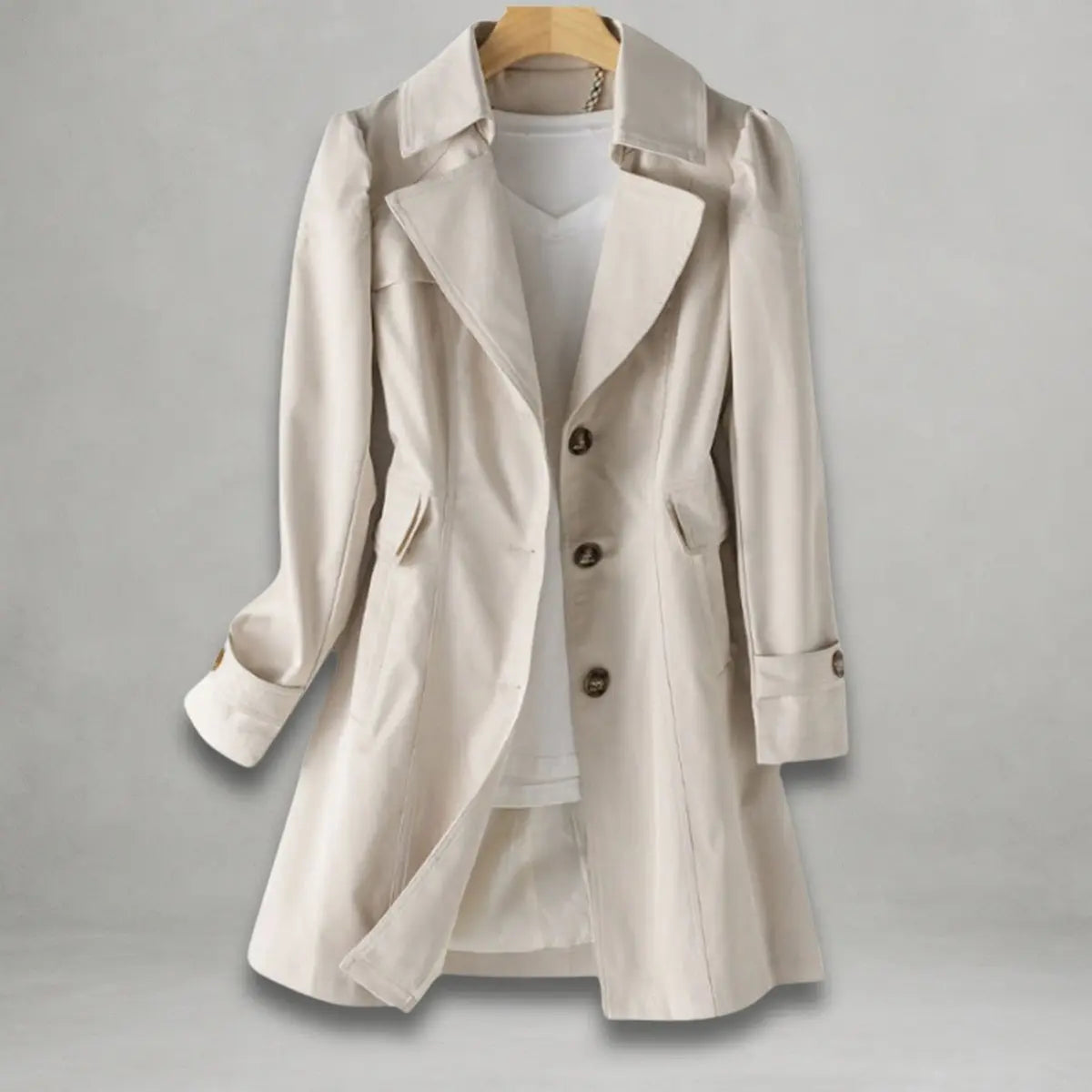 Women's Classic Single-Breasted Trench Coat Notch Lapel