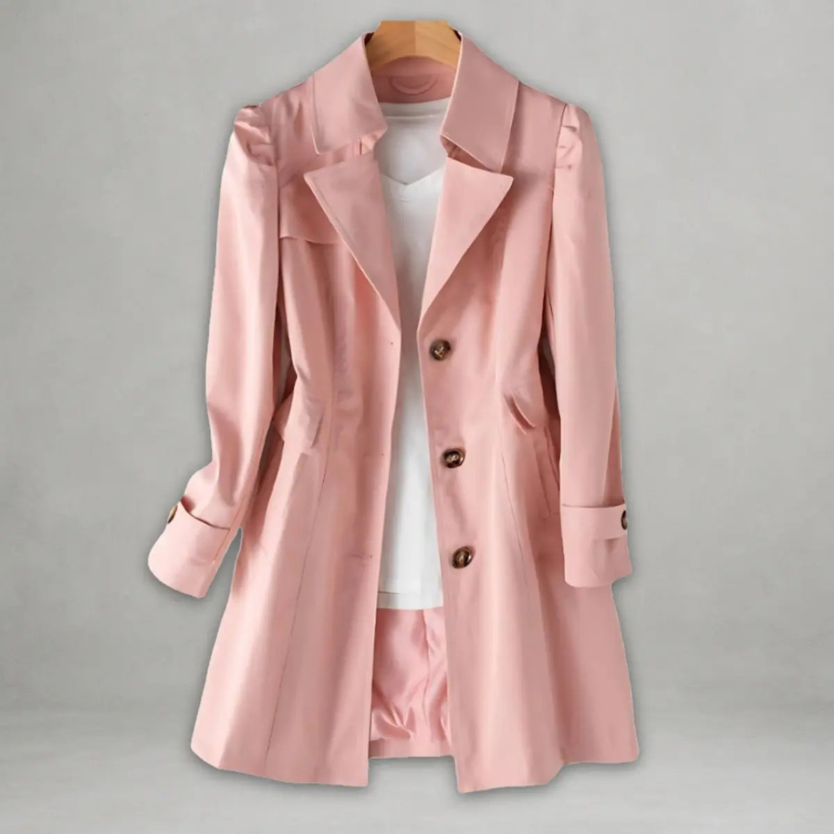 Women's Classic Single-Breasted Trench Coat Notch Lapel