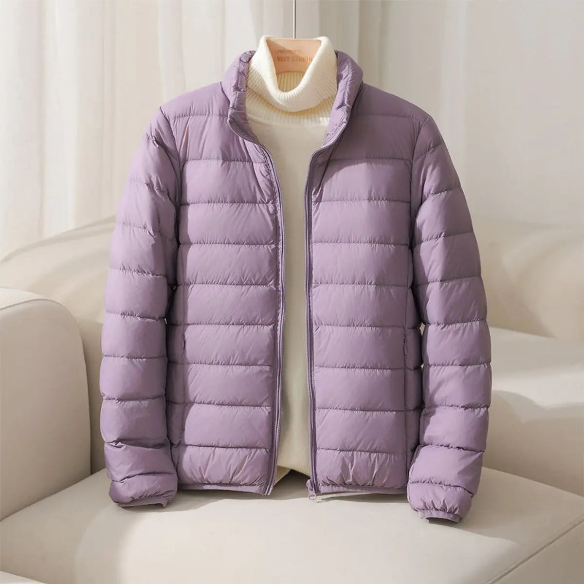 Women's Coat Lightweight Quilted Puffer Jacket Stand Collar