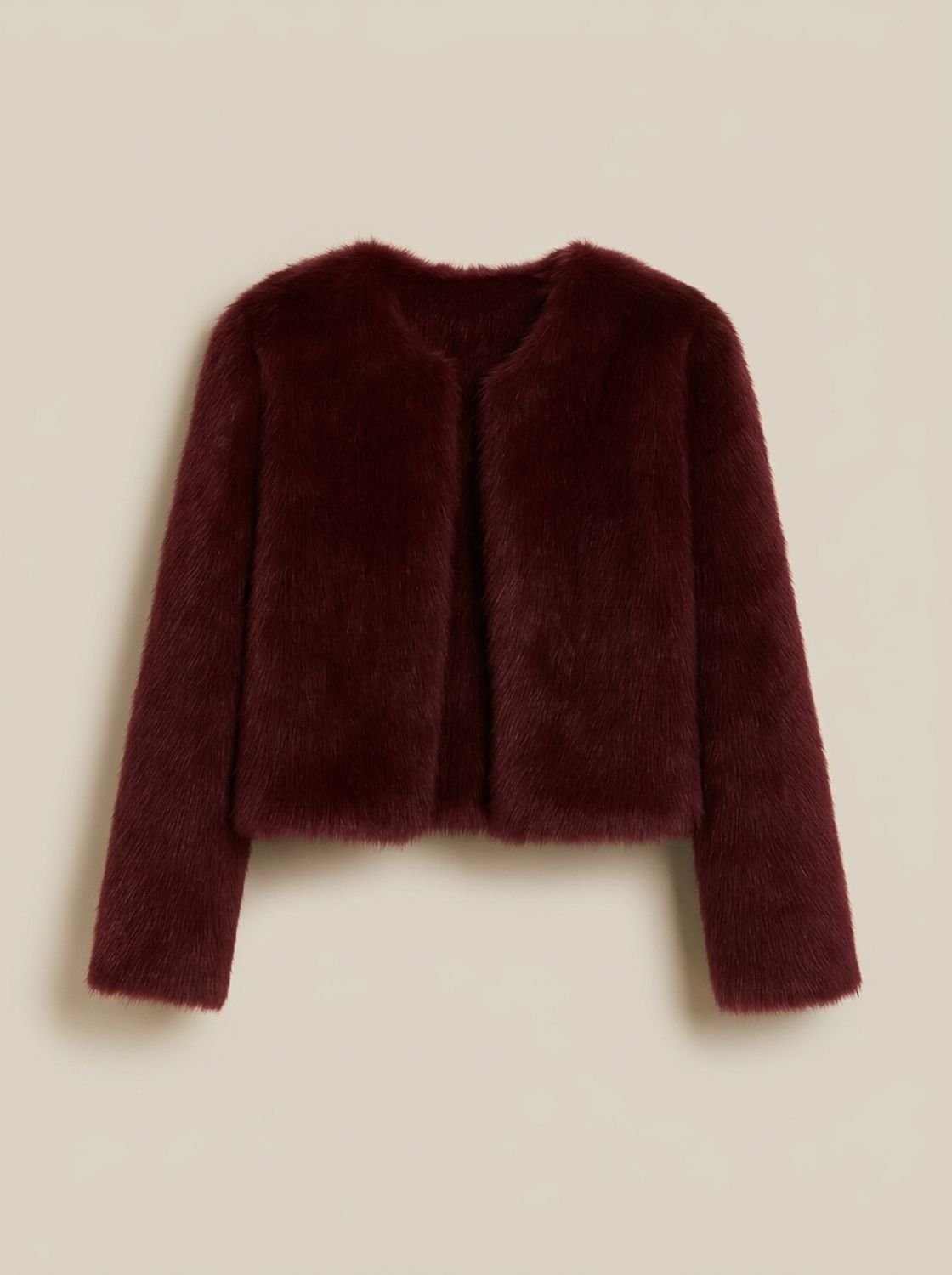 Phoebe | Women's Cropped Faux Fur Open-Front Teddy Jacket