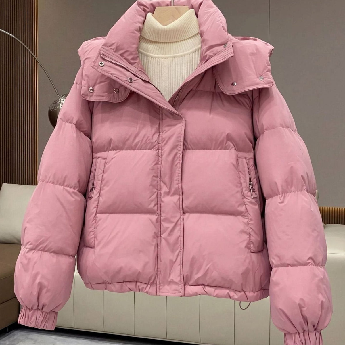 Women's Cropped Oversized Quilted Puffer Winter Coat