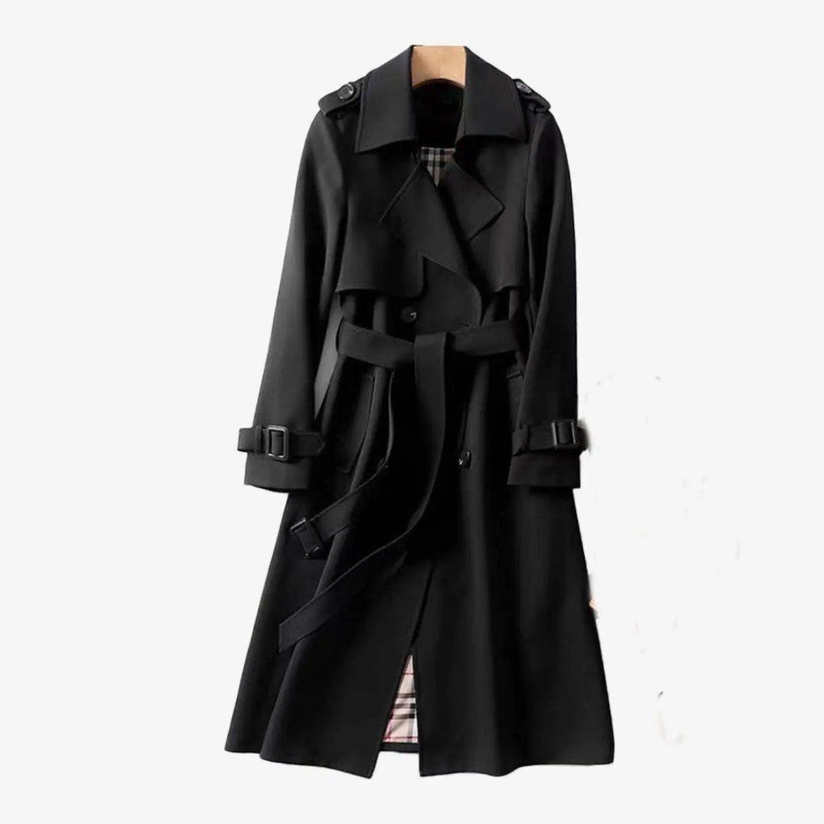 Women's Double-Breasted Belted Long Trench Coat