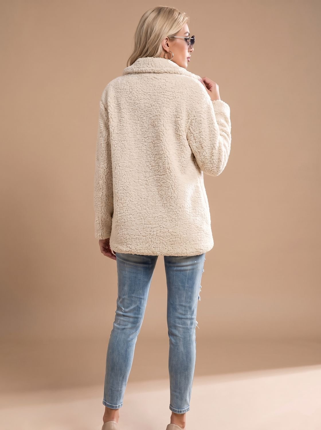 Freya | Women's Double-Breasted Oversized Teddy Coat Faux Fur Jacket