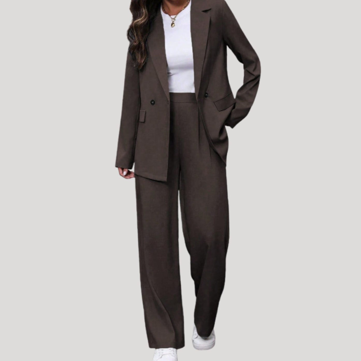 Women's Double-Breasted Wide-Leg Tailored Trouser Suit