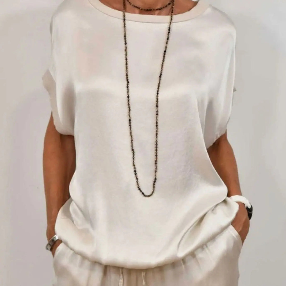 Women's Elegant Two-Piece Set Wide-Leg Trousers Cap-Sleeve Top Co-Ord