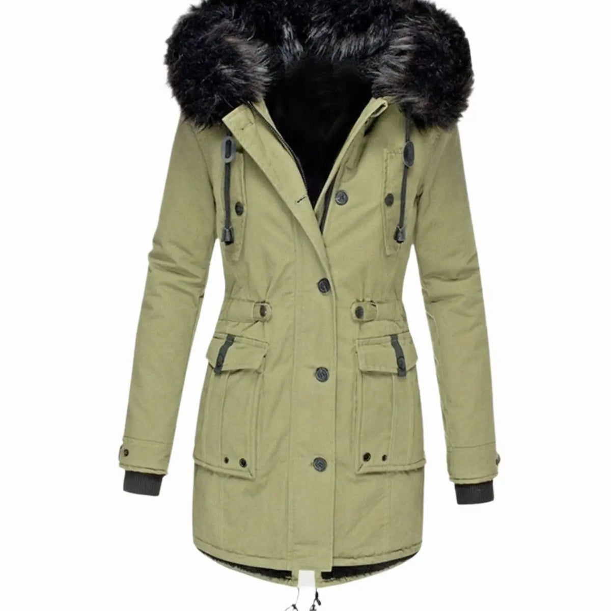 Women's Faux Fur Hooded Fitted Winter Coat