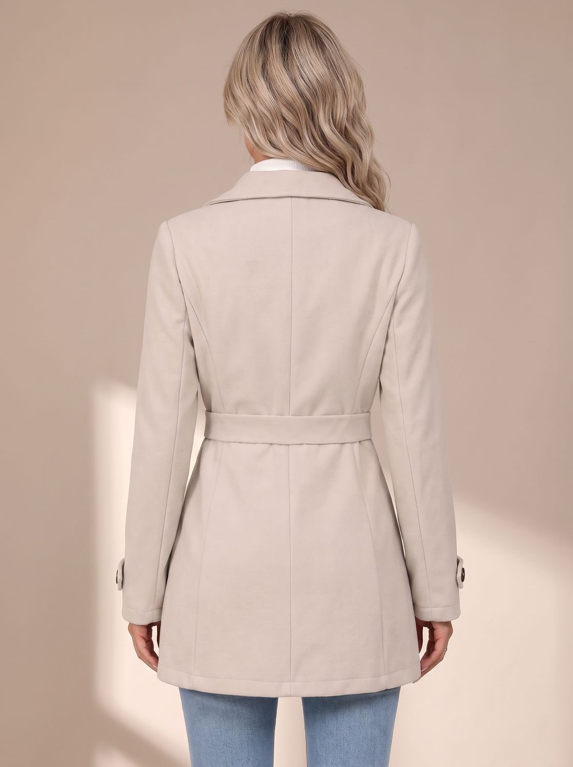 Mia | Women's Fitted Wool Coat Ladies Overcoat Button Front Defined Waist