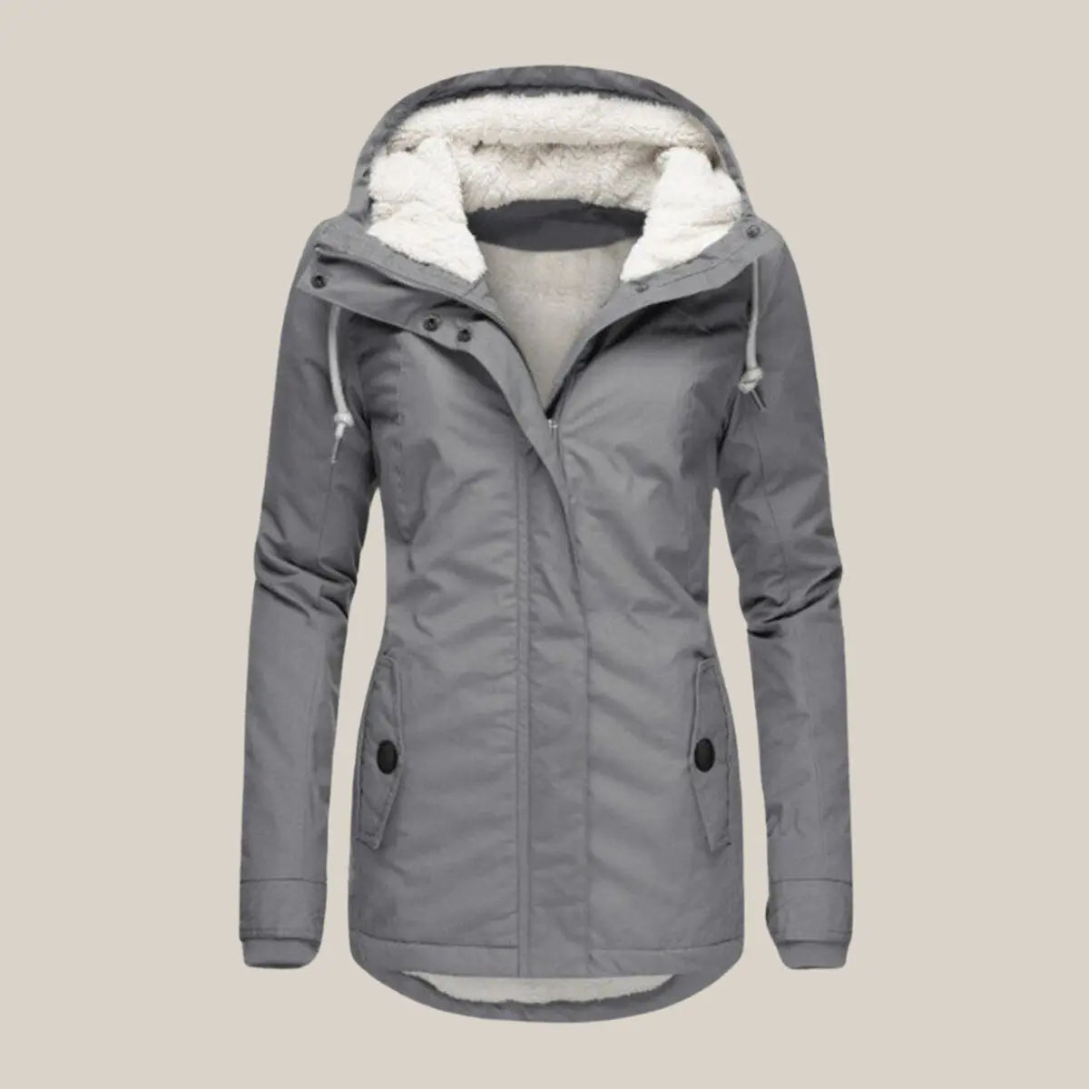 Women's Fleece-Lined Hooded Quilted Jacket Sherpa Winter Coat