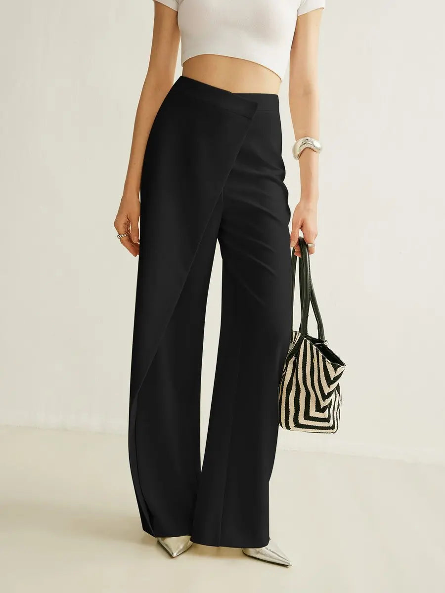 Women's High-Waist Asymmetric Wrap Wide Leg Trousers