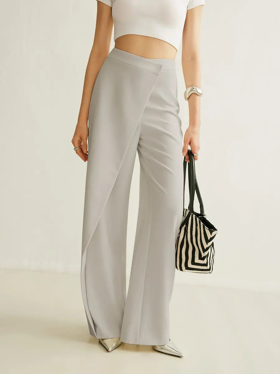 Women's High-Waist Asymmetric Wrap Wide Leg Trousers