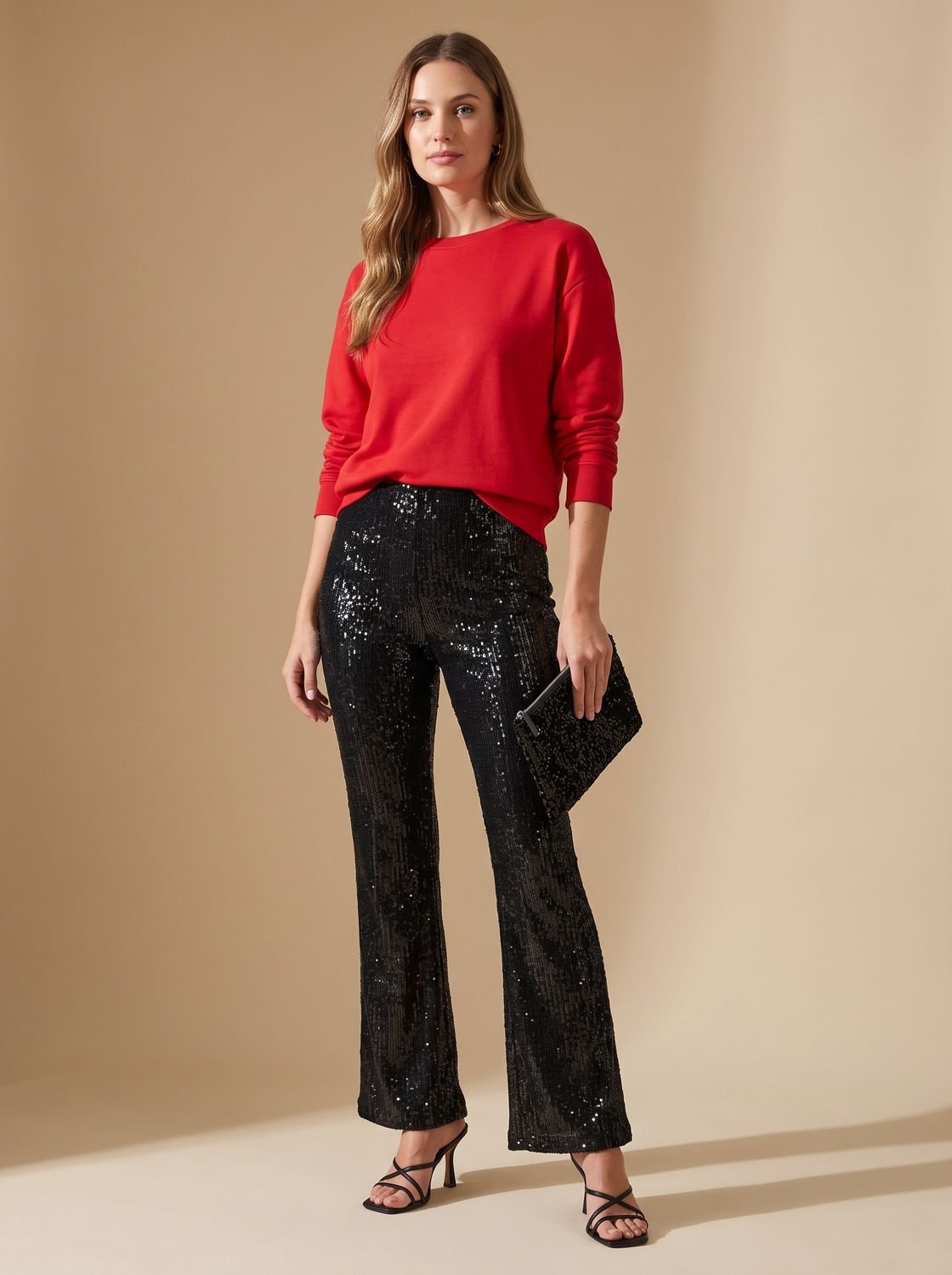 Freya | Women's High-Waist Sequin Flare Trousers Party Occasion