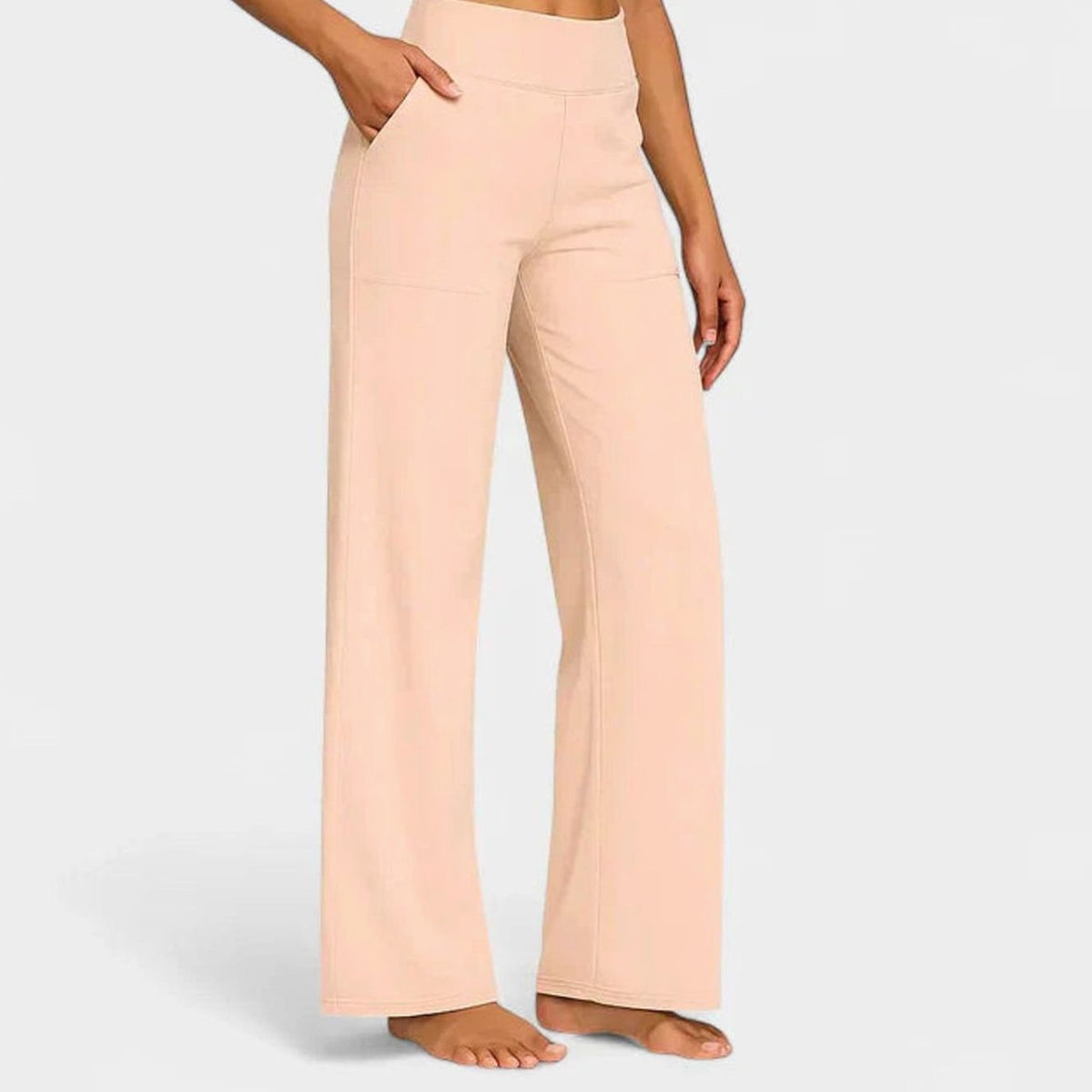 Women's High-Waist Wide-Leg Straight Trousers Pockets
