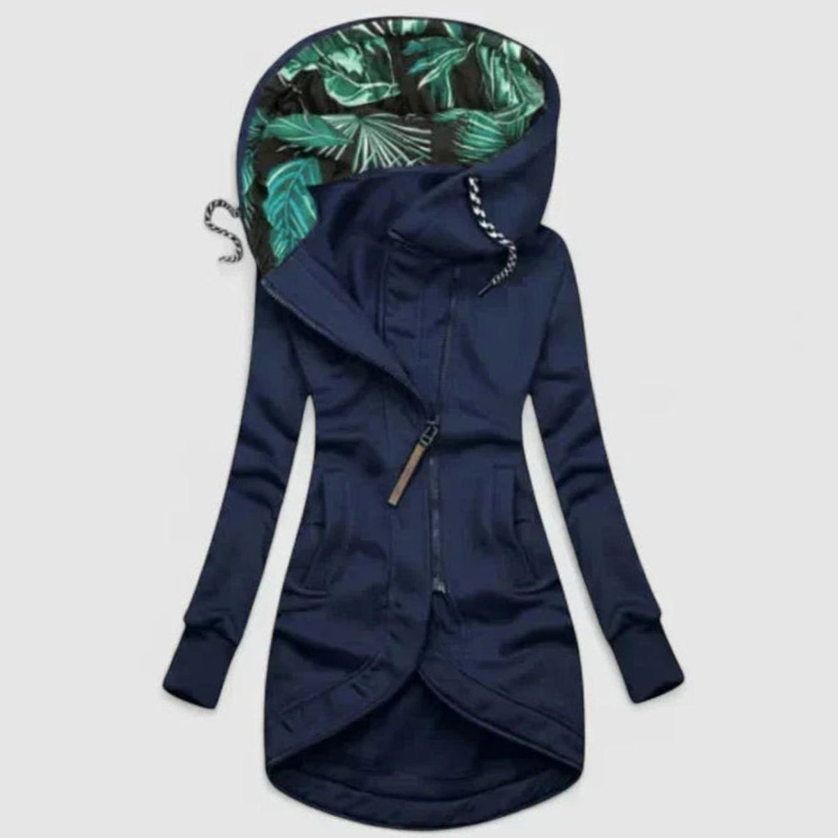 Women's Hooded Zip-Up Longline Comfy Soft Jacket