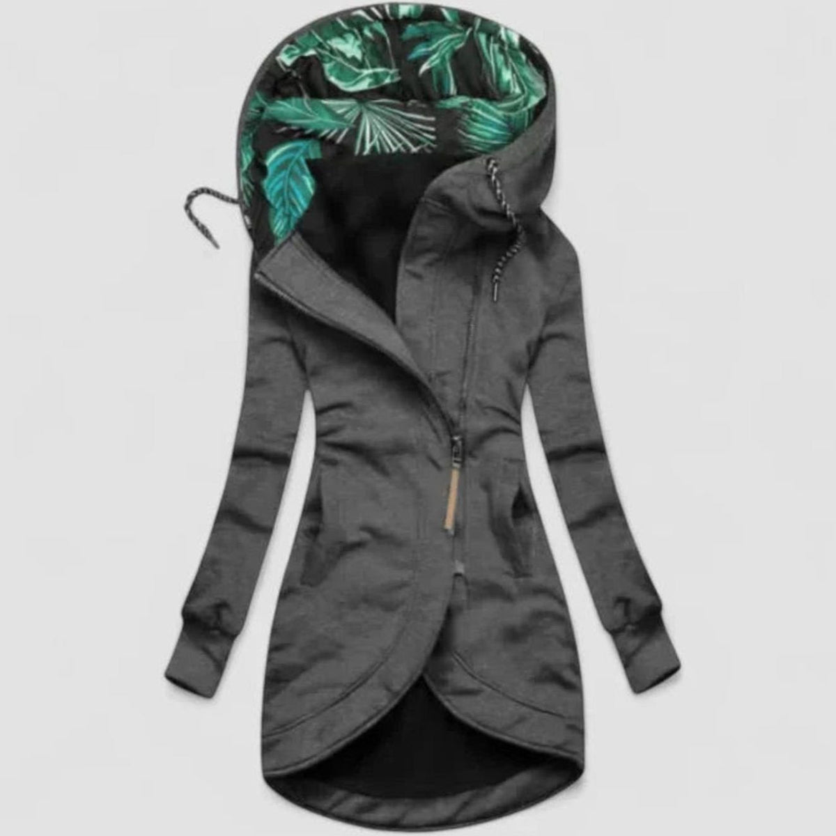 Women's Hooded Zip-Up Longline Comfy Soft Jacket