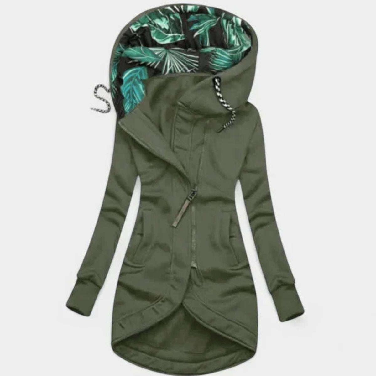 Women's Hooded Zip-Up Longline Comfy Soft Jacket