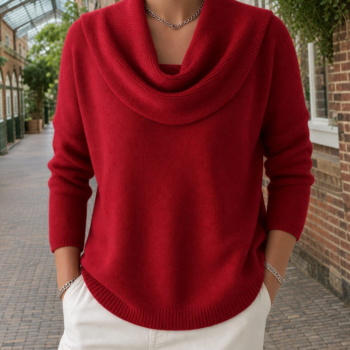 Women's Knitwear Relaxed Cowl Neck Dropped-Shoulder Jumper