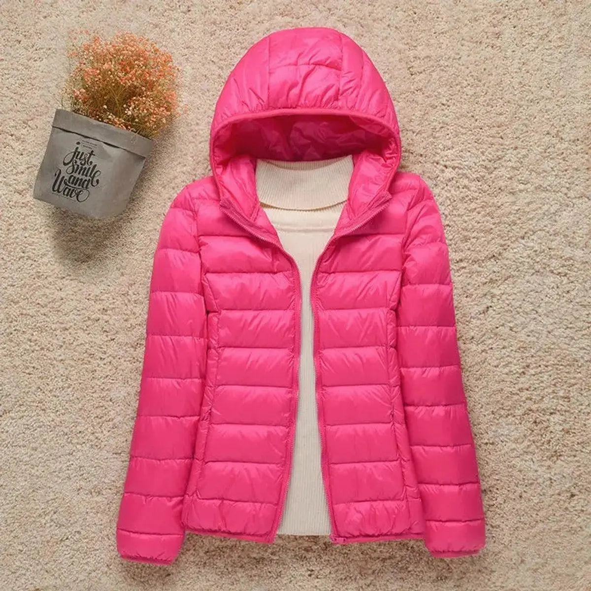 Women's Lightweight Hooded Quilted Jacket Packable Down Puffer