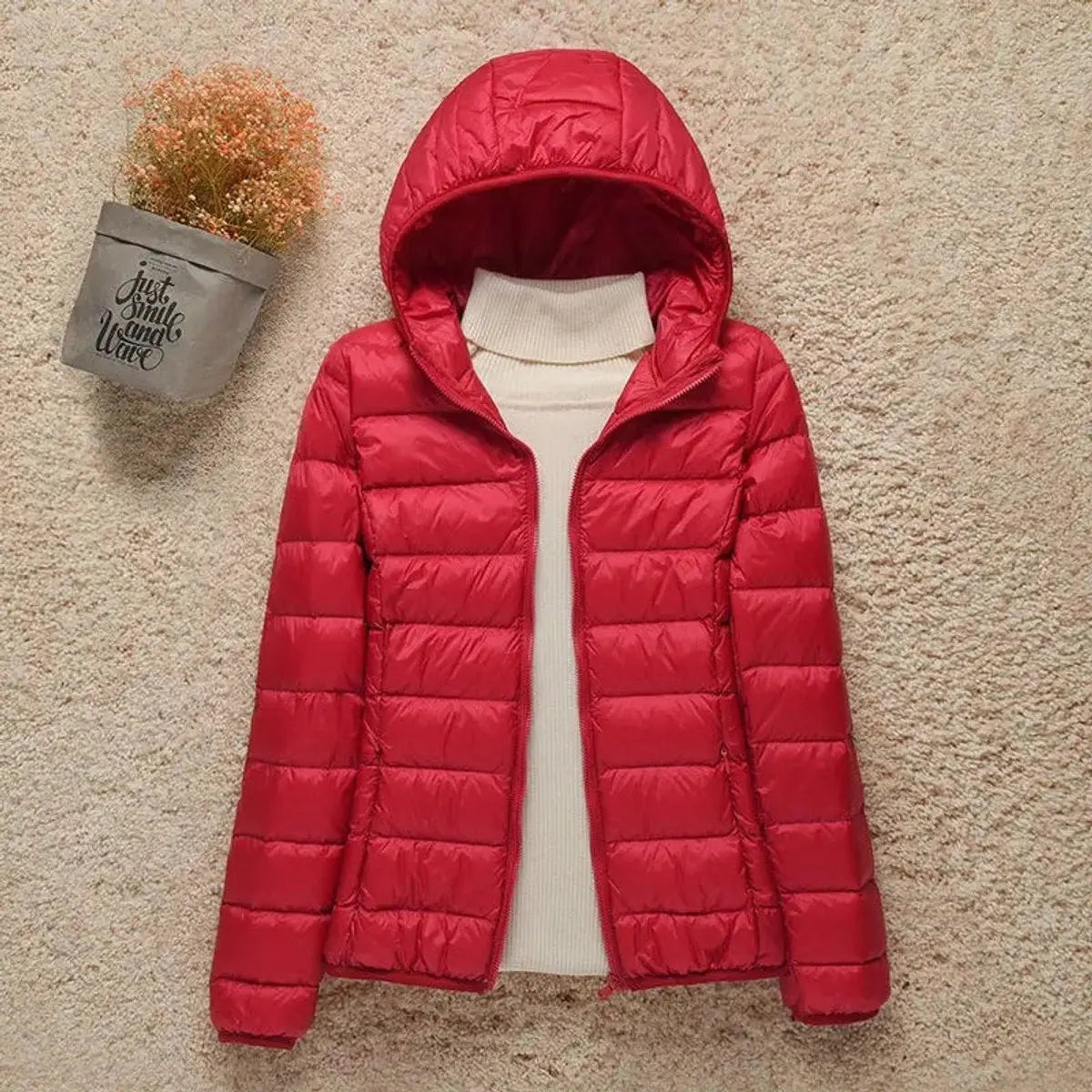 Women's Lightweight Hooded Quilted Jacket Packable Down Puffer