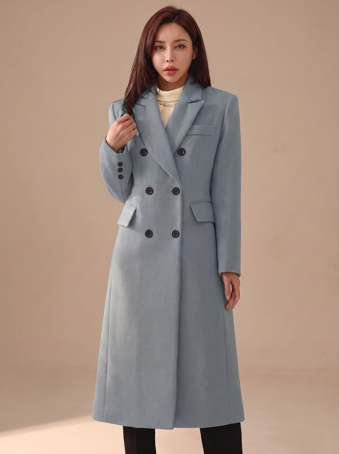 Florence | Women's Long Double-Breasted Wool Coat Tailored Overcoat