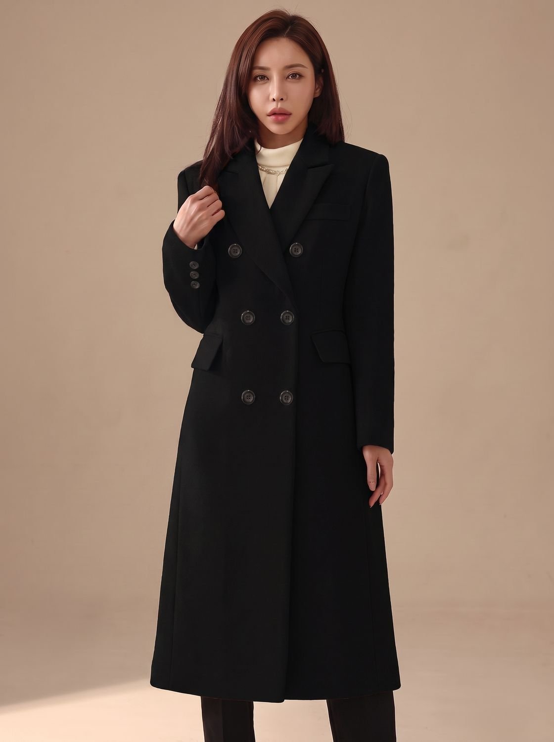 Florence | Women's Long Double-Breasted Wool Coat Tailored Overcoat