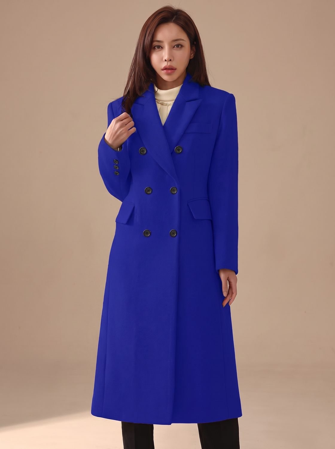 Florence | Women's Long Double-Breasted Wool Coat Tailored Overcoat