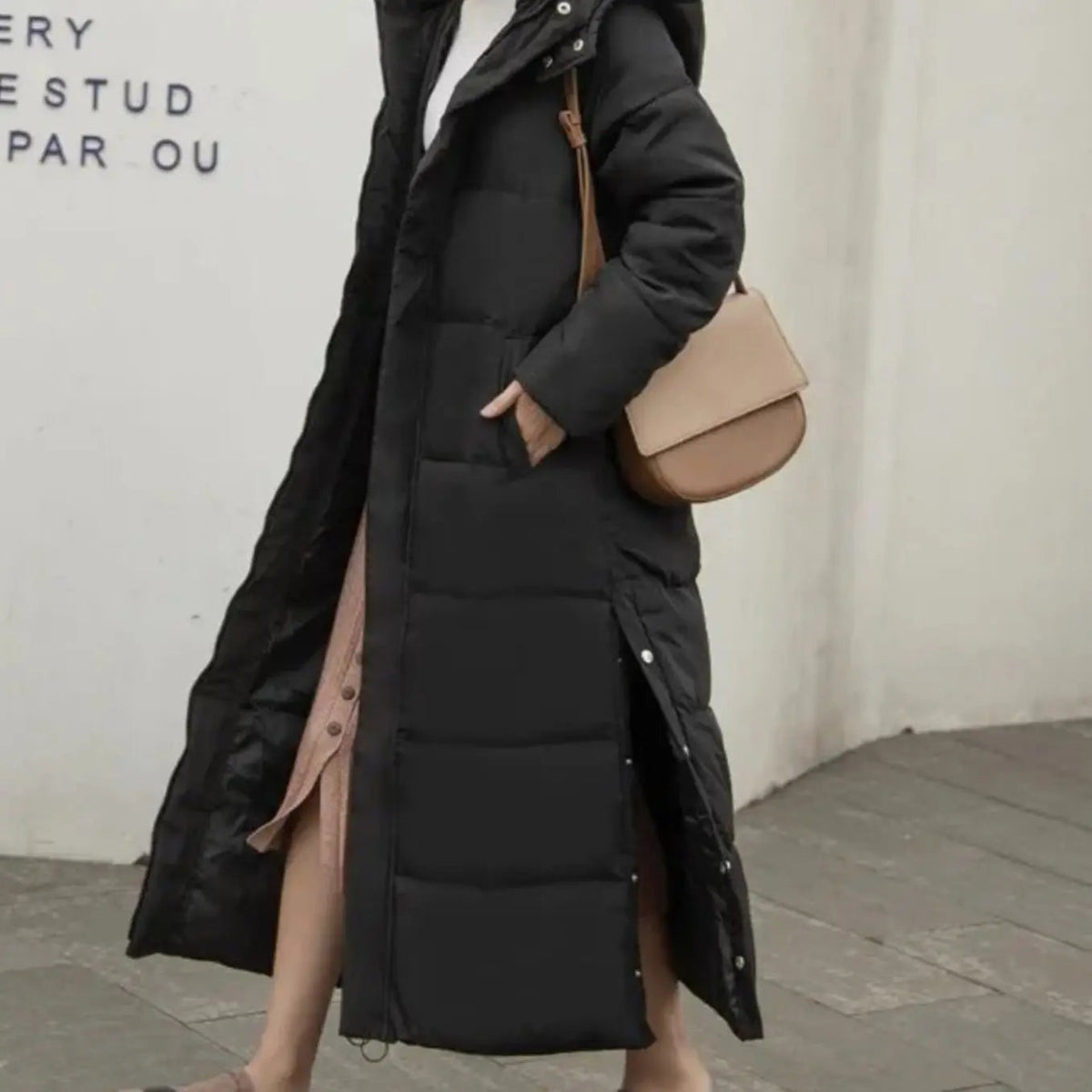 Women's Long Quilted Padded Zip-Up Winter Coat