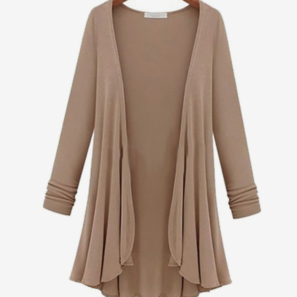 Women's Open-Front Long-Sleeve Ruffled Cardigan