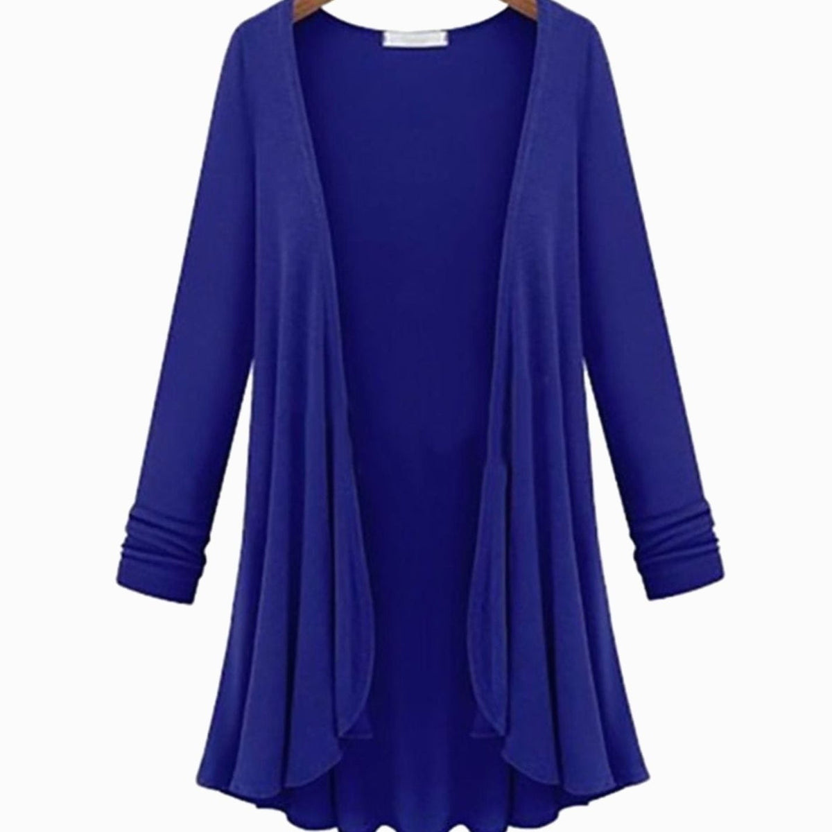 Women's Open-Front Long-Sleeve Ruffled Cardigan