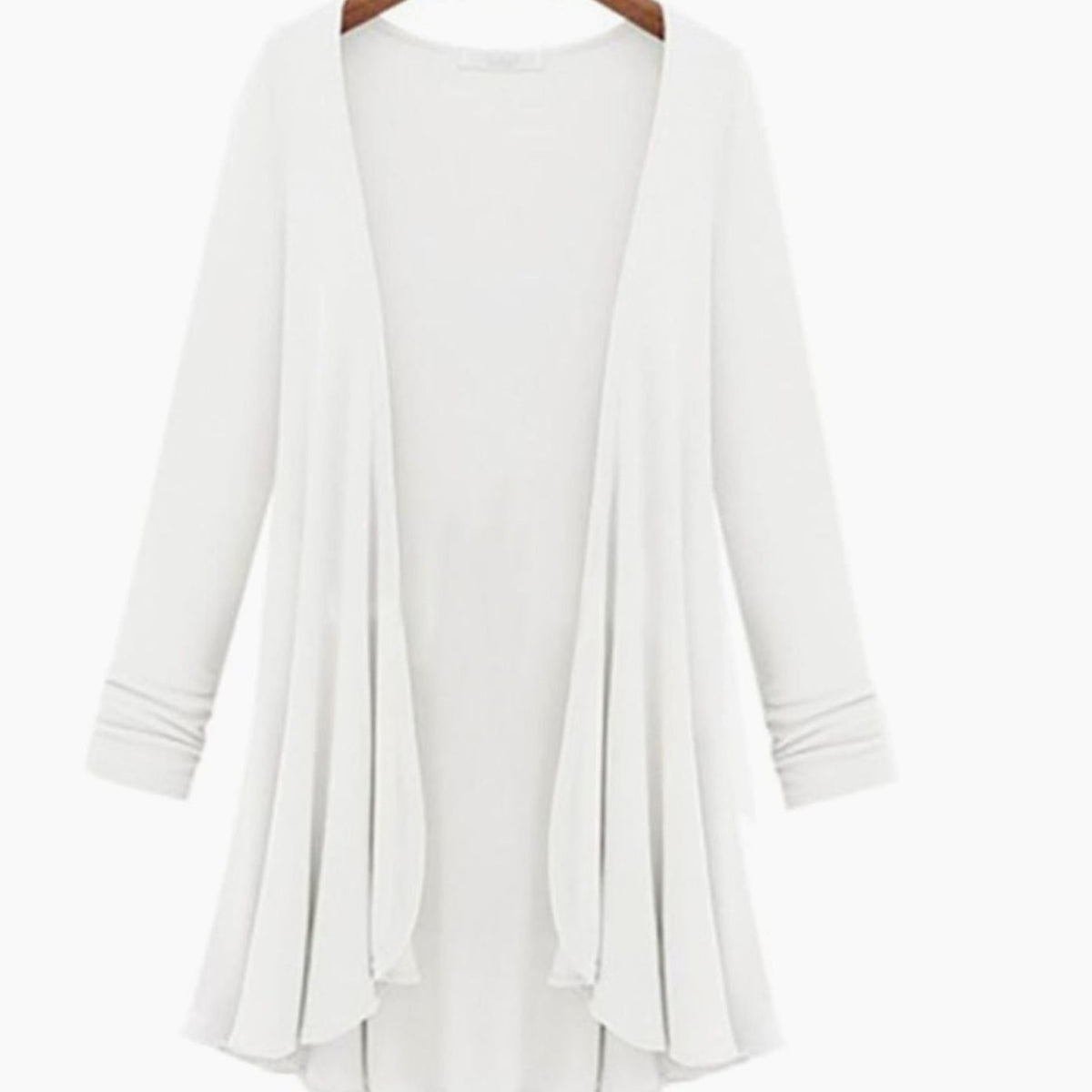 Women's Open-Front Long-Sleeve Ruffled Cardigan