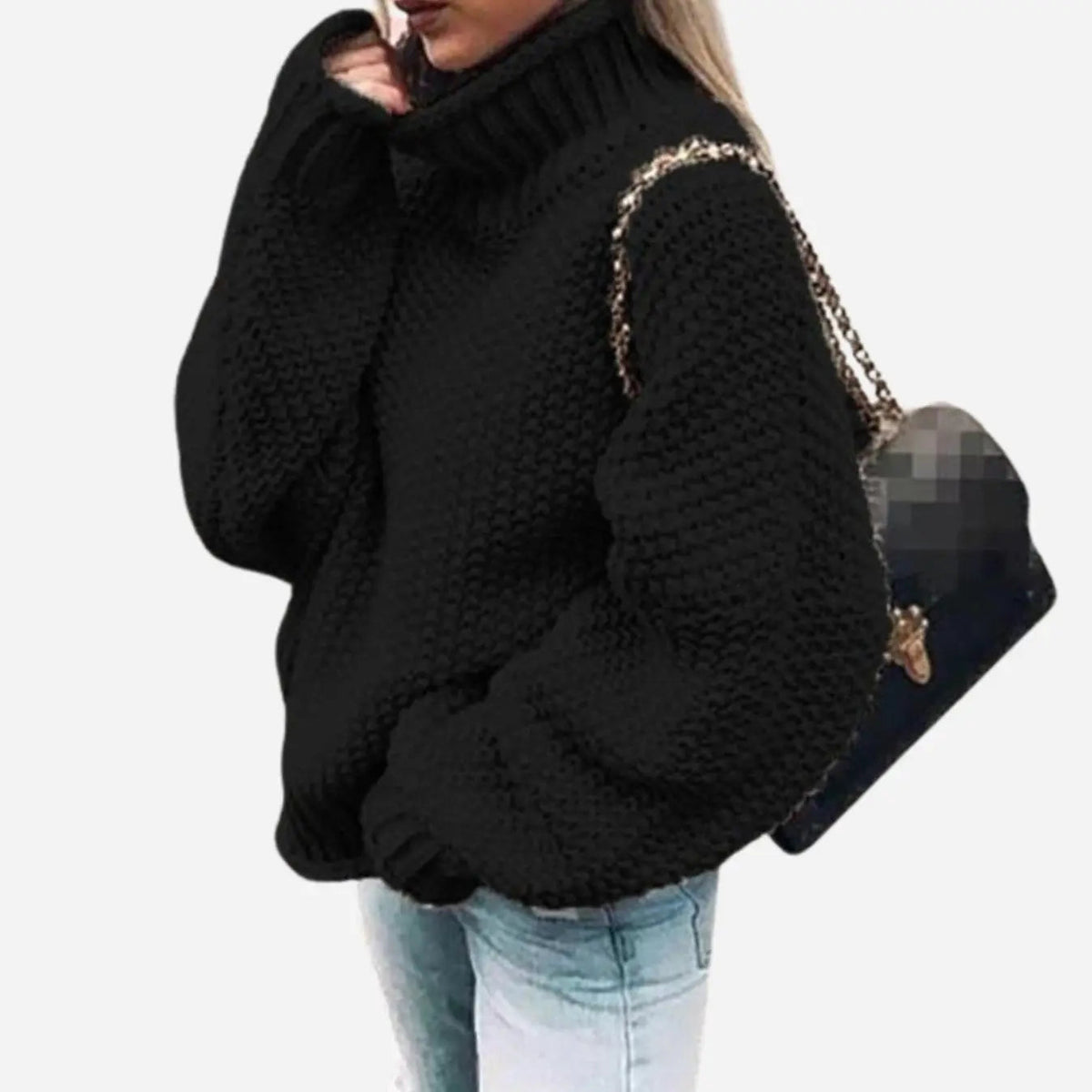 Women's Oversized Chunky Turtleneck Knit Jumper
