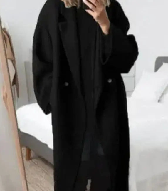Women's Oversized Double-Breasted Button-Down Coat