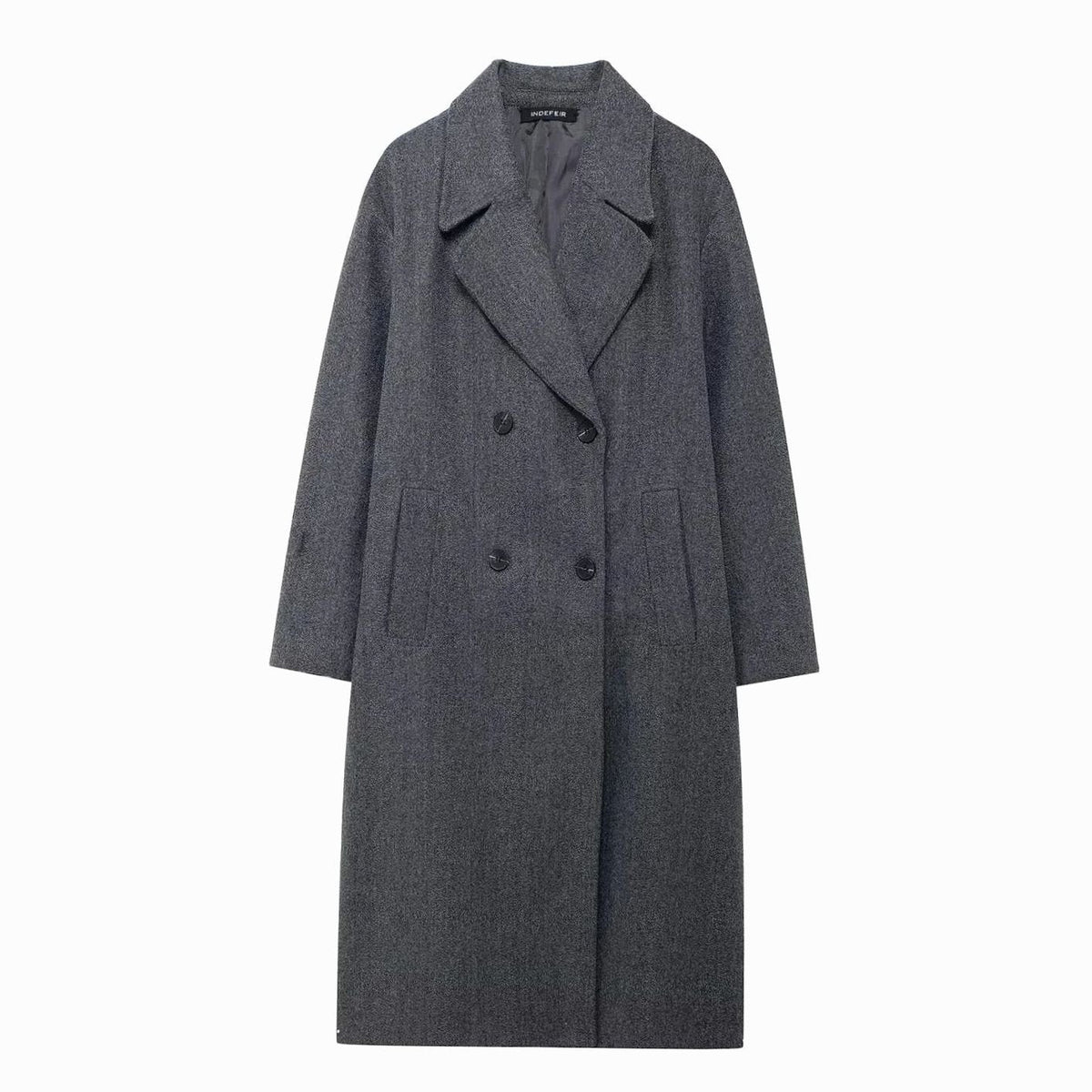 Women's Oversized Double-Breasted Longline Wool Coat