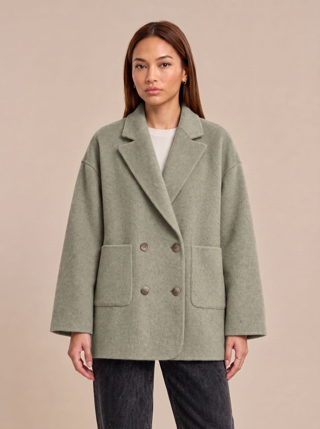 Willow | Women's Oversized Double-Breasted Wool Coat Lapel Collar