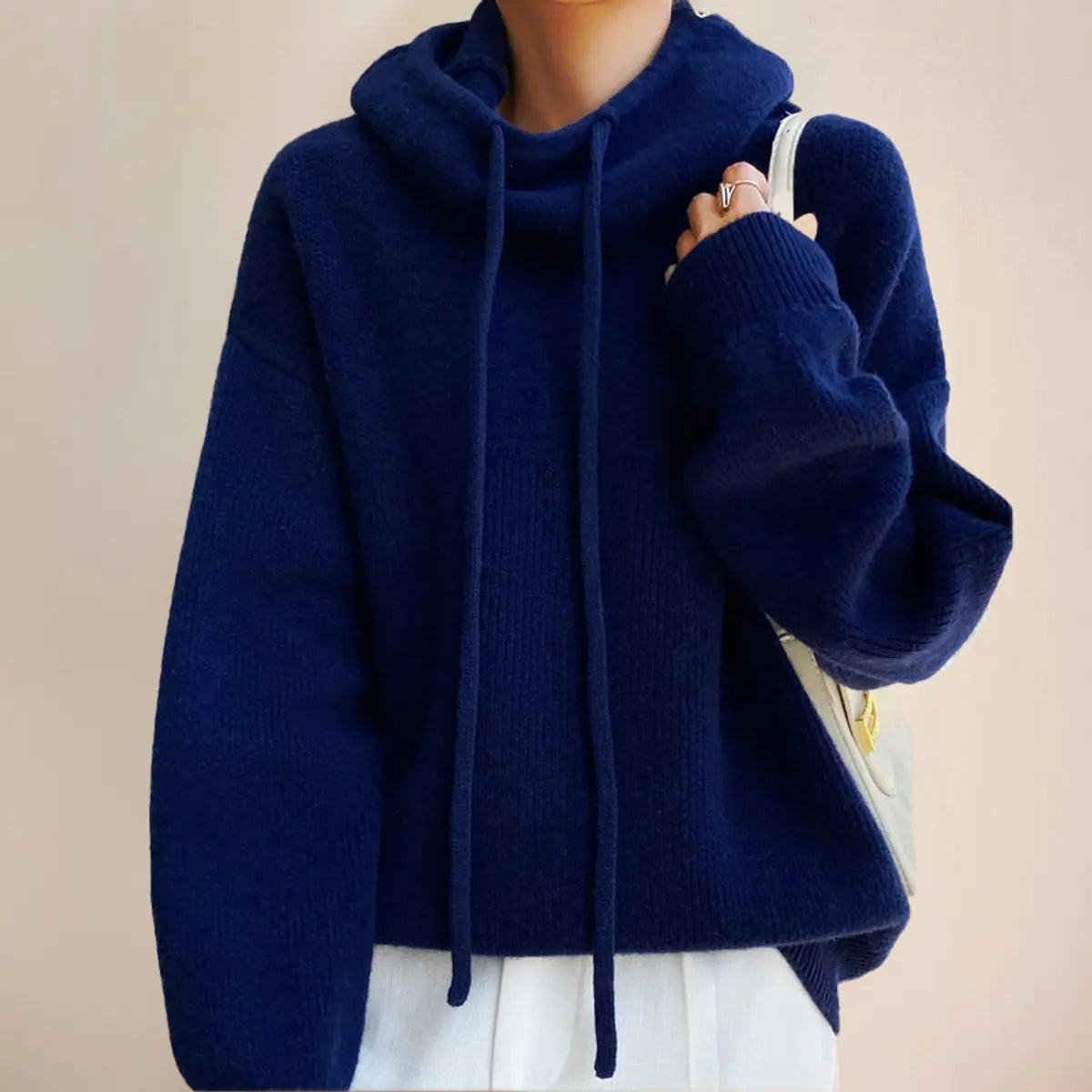 Women's Oversized Hooded Knit Turtleneck Sweater