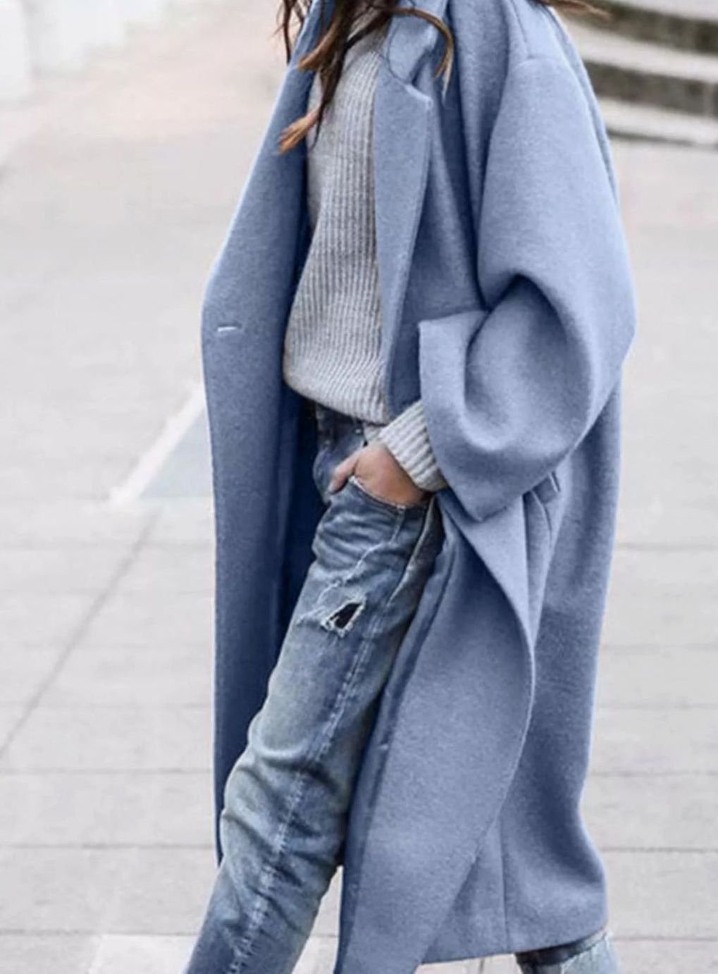 Women's Oversized Long Wool Coat Single-Breasted Winter Coat