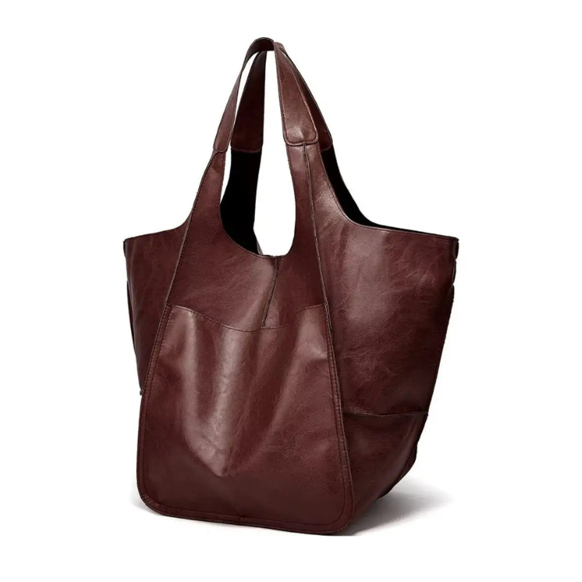 Women's Oversized Vegan Leather Magnetic Closure Tote Bag