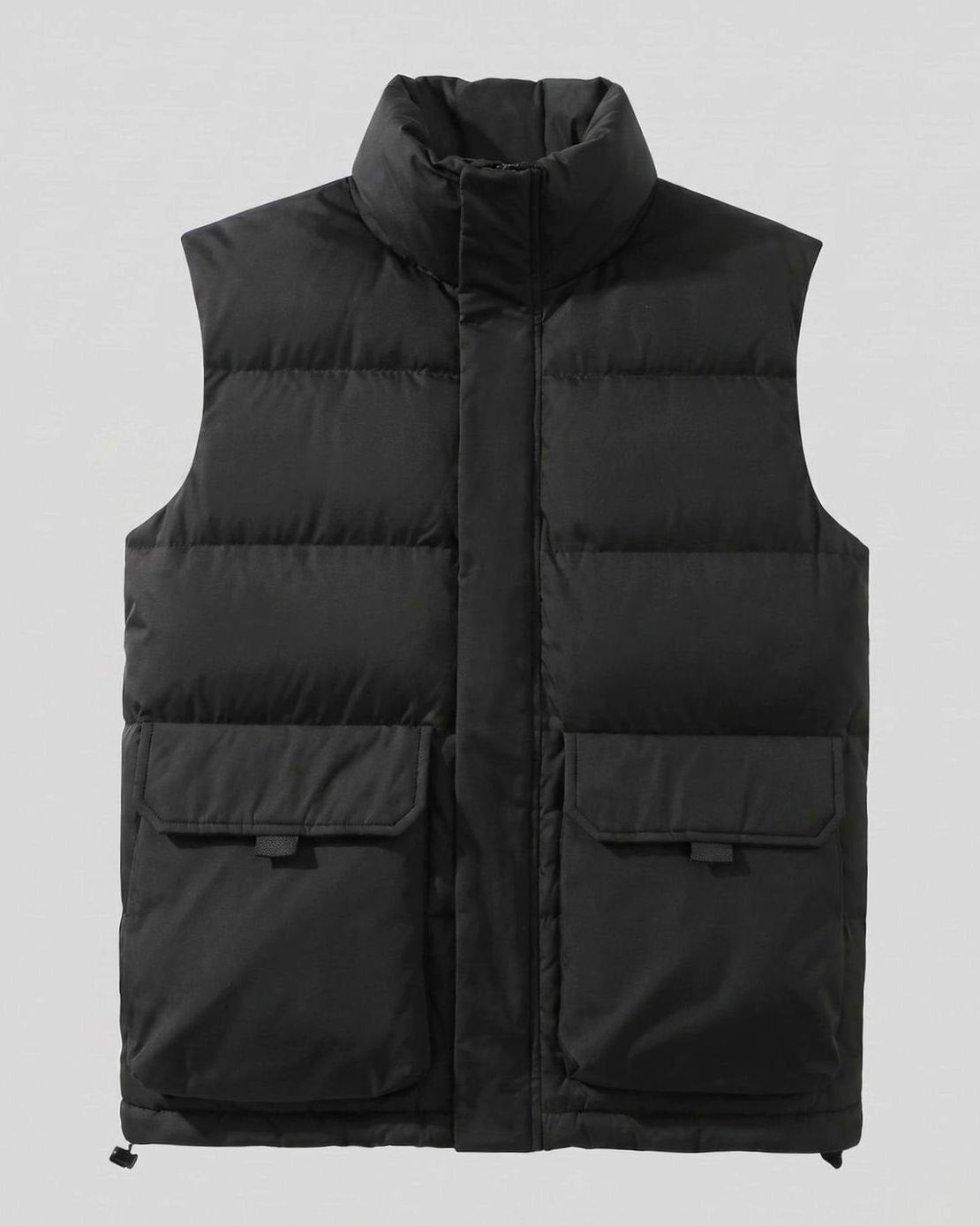 Women's Quilted Funnel-Neck Sleeveless Puffer Gilet Flap Pockets, Ecru