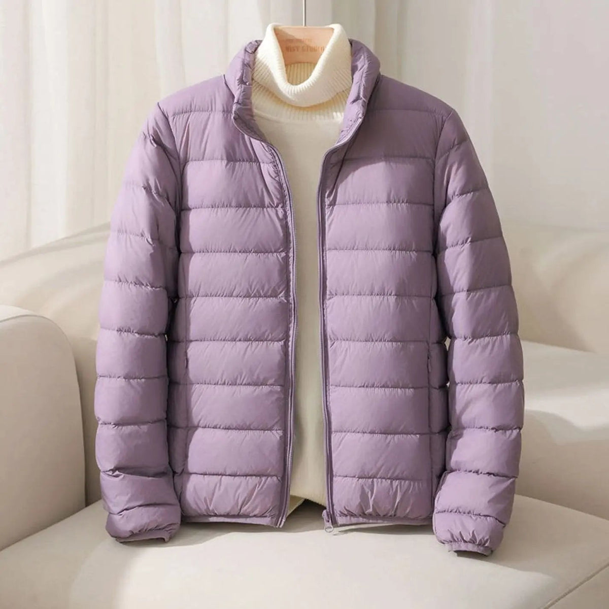 Women's Quilted Padded Puffer Coat Stand-Collar Lightweight Jacket