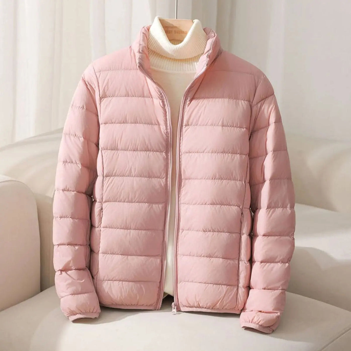 Women's Quilted Padded Puffer Coat Stand-Collar Lightweight Jacket