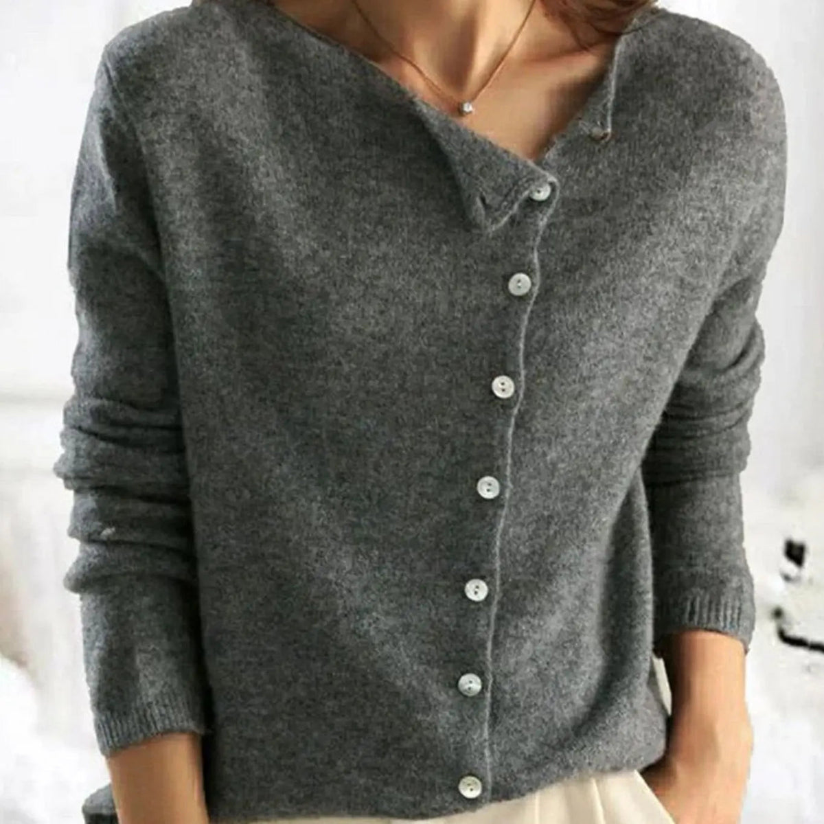 Women's Relaxed Fit Button Front Cardigan Knit Jumper