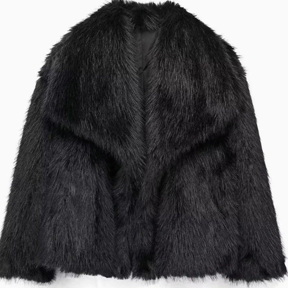 Women's Relaxed Fit Faux Fur Jacket Open Front Fluffy Coat