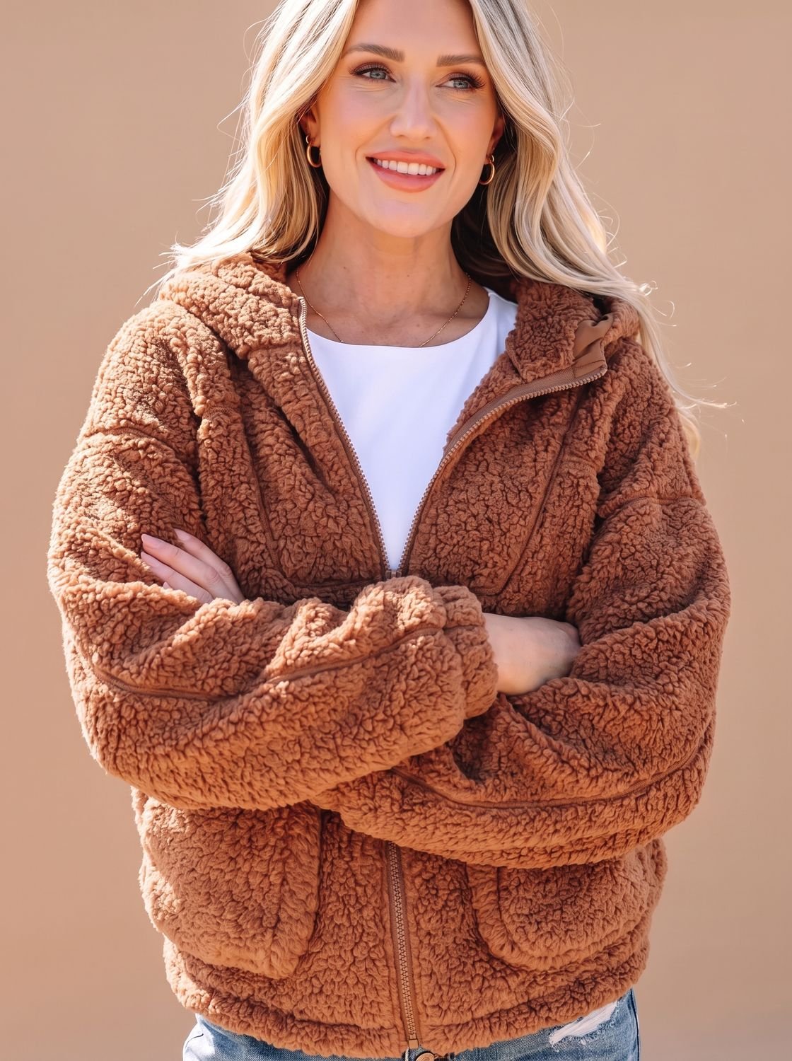 Willow | Women's Relaxed-Fit Hooded Teddy Zip Up Jacket