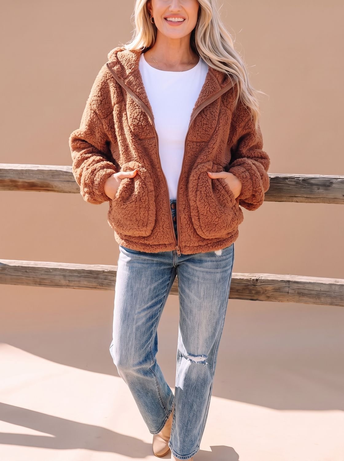 Willow | Women's Relaxed-Fit Hooded Teddy Zip Up Jacket