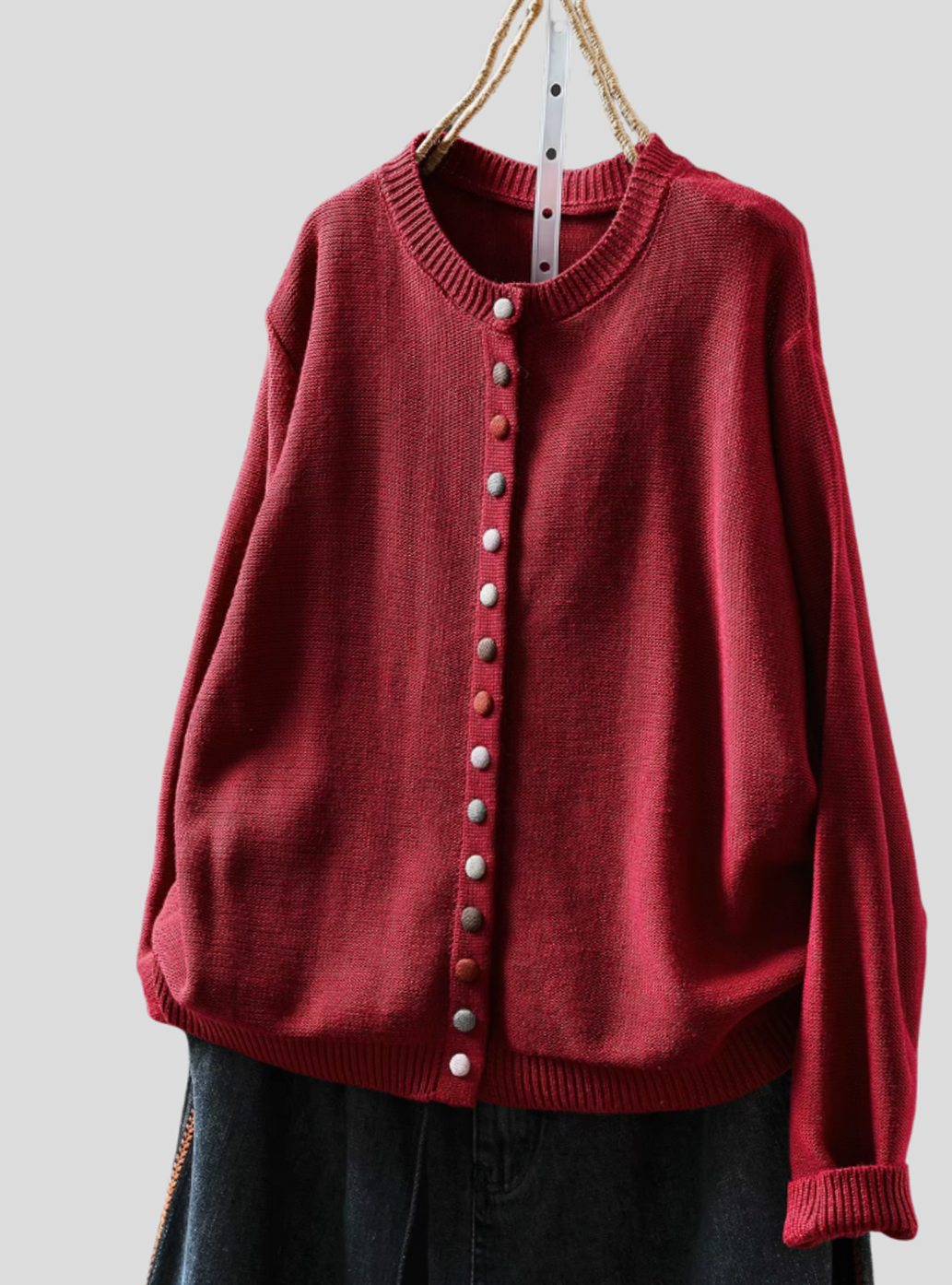 Women's Relaxed-Fit Knitted Cardigan Multicoloured Button-Down